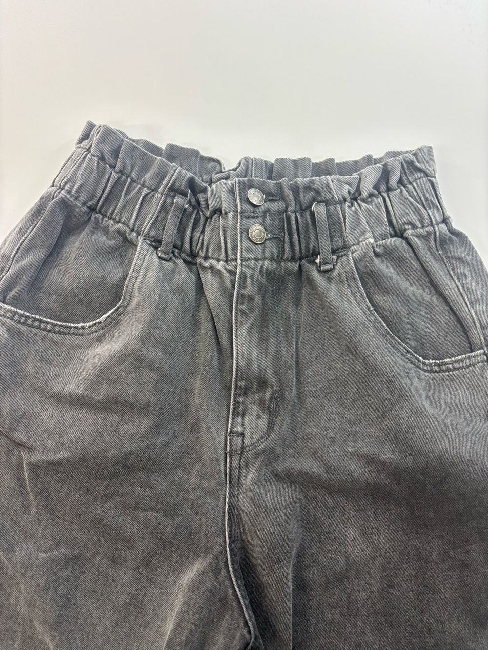 Vervet Paper Bag Shorts Womens Size Large Elastic High Rise Gray Jean Shorts - Picture 2 of 7